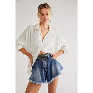 We the Free One and Only Button Down Blouse White Boho Bohemian Classy Small